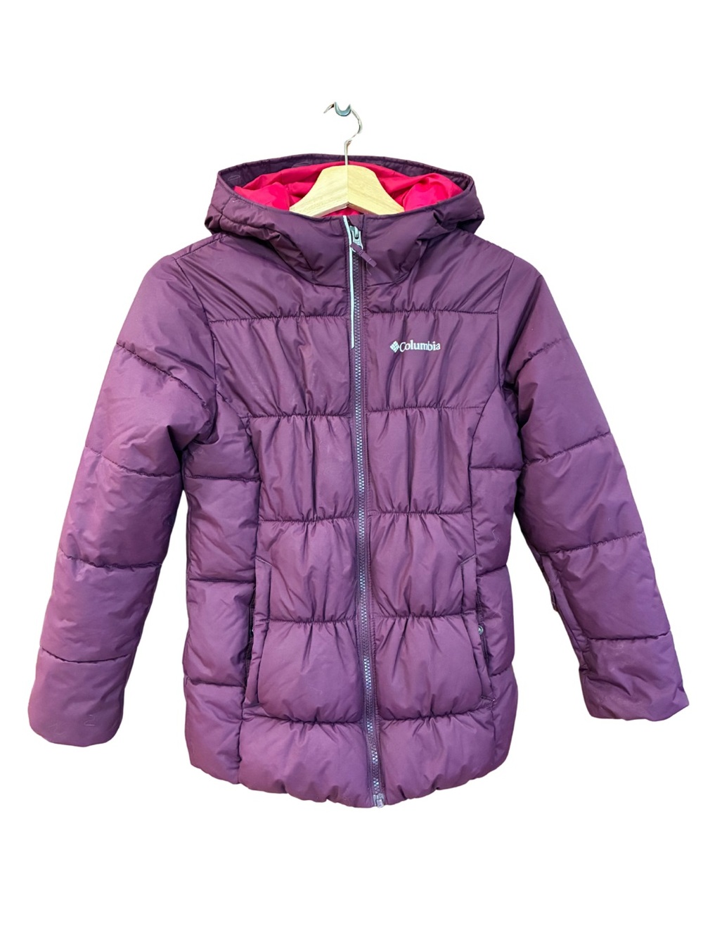 Columbia Girls' Pike Lake Puffer Jacket with Pink Lining M 10/12